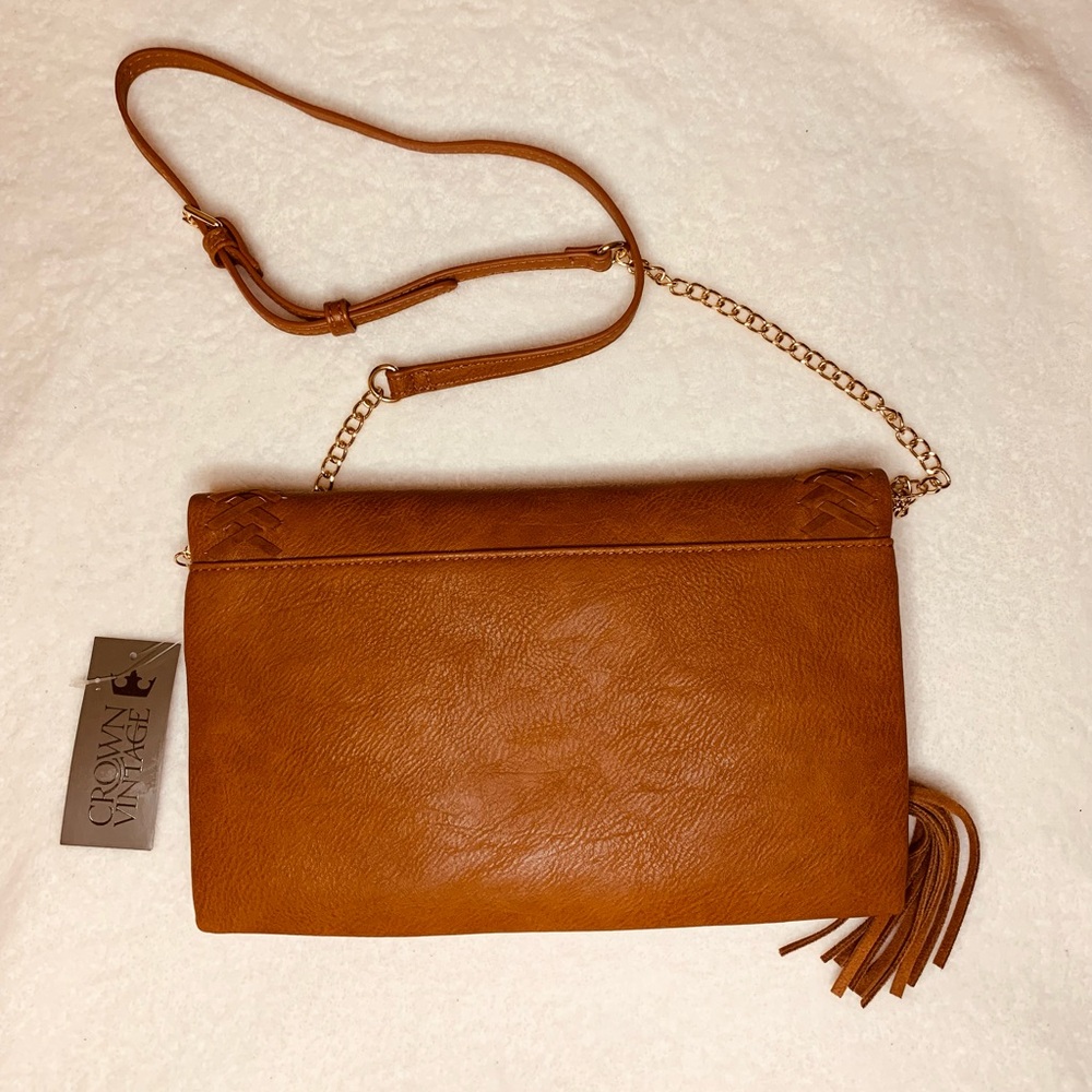 Crown Vintage Foldover Whipstitch Crossbody Bag - Picture 10 of 10